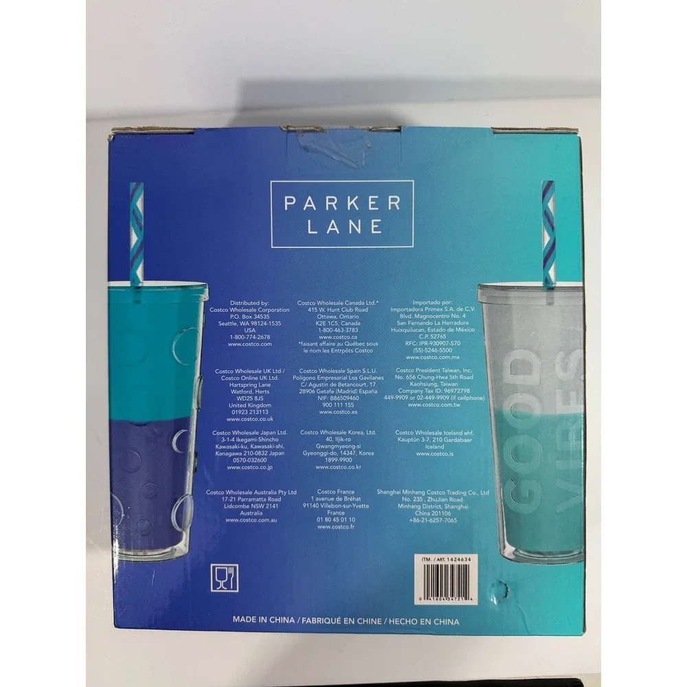Parker Lane Color Changing Tumblers Unisex 22oz Blue New 2 Pack Reusable Straws